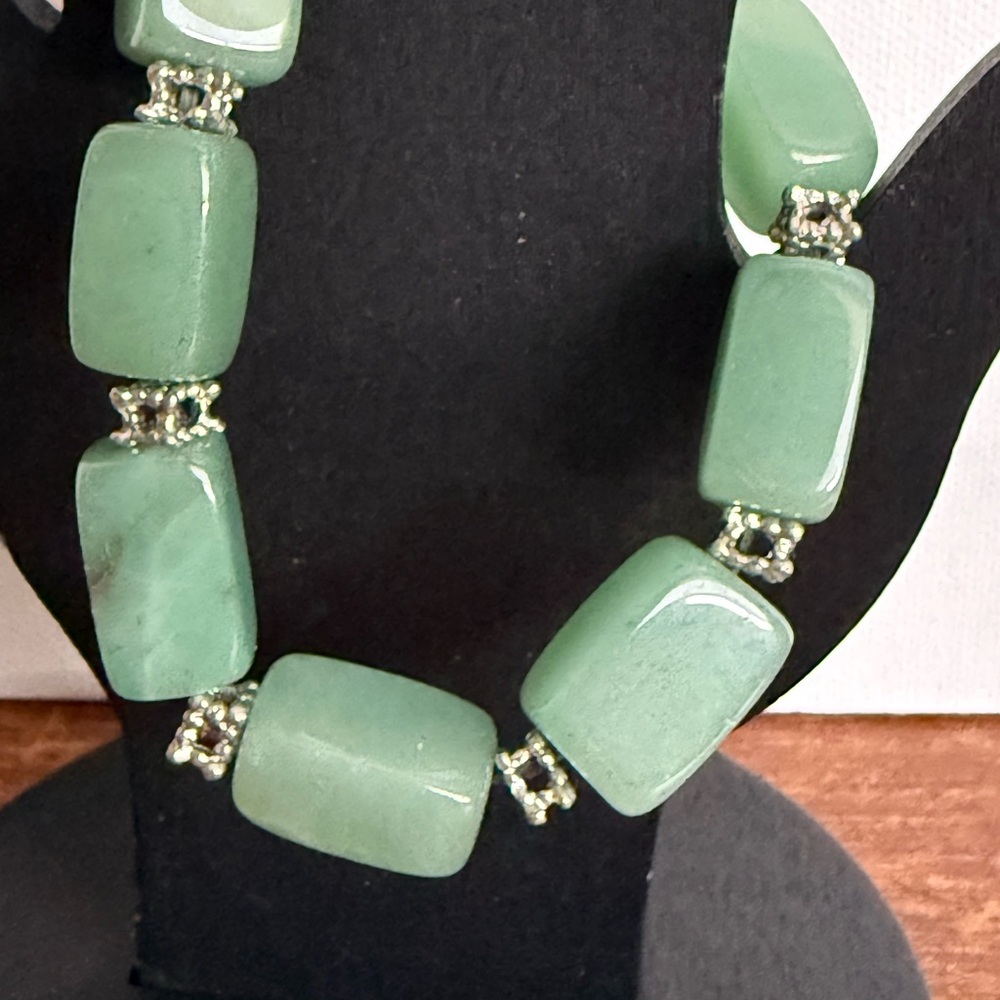 Chunky Green Aventurine Rectangular Bead Bracelet… - image 6